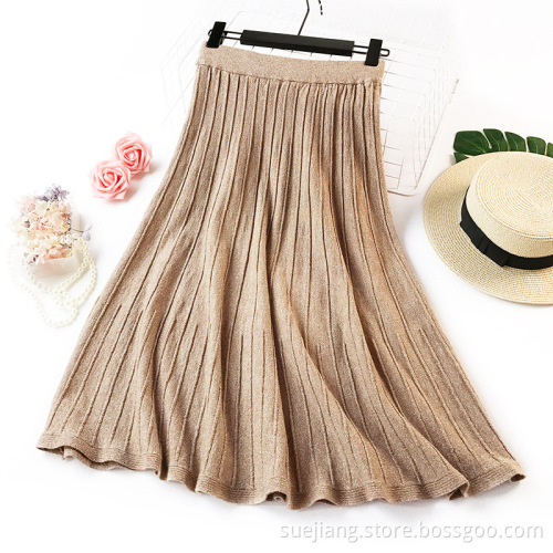 Women Knitted Strip Skirt Women Causal Dress